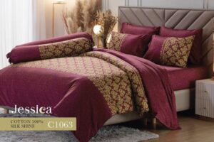 The Jessica Cotton Silk Shine bedding set offers a touch of luxury. With genuine cotton fabric 100%, giving a soft, cool touch, woven 360 threads (per 10 sq.cm.) with the Silk Shine system, adding shine on the surface, soft and smooth like silk, maintaining bright colors for a long time with special dyeing. With a reactive system (Reactive) and coated with MCTRONMED HEALTH to prevent dust mites, bacteria and damp smell.